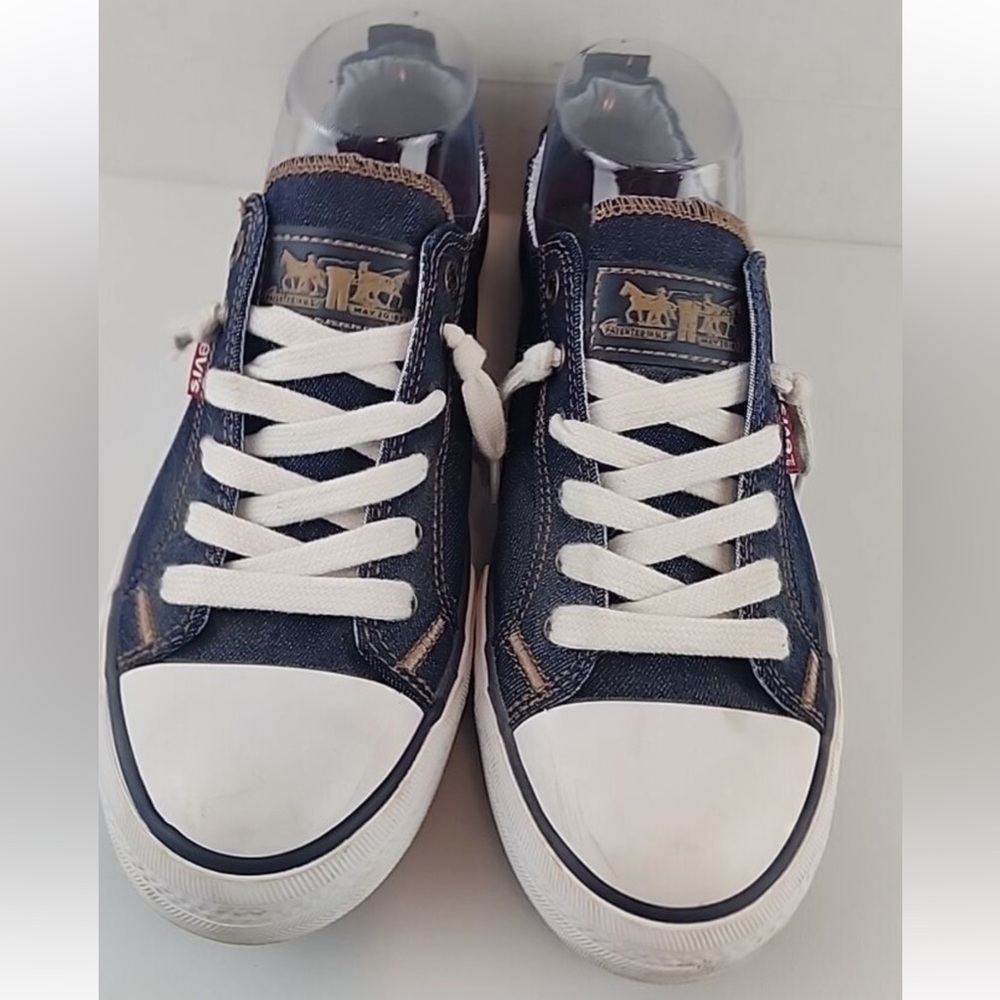 Levis Shoes Womens 7 Stan G Sneaker Blue Denim Lace Up Low Top Comfort